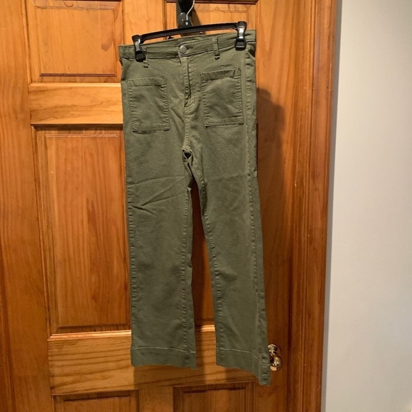 Hayden Los Angeles Cropped Straight lEg Pants Olive Small - Picture 2 of 5